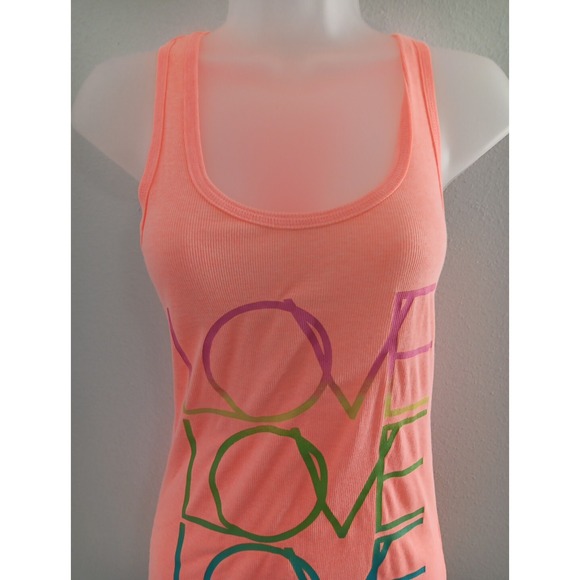 NOBO Racerback Tank Top Womens Large Y2K Ribbed Longline LOVE LOVE LOVE Stretch - Picture 4 of 7